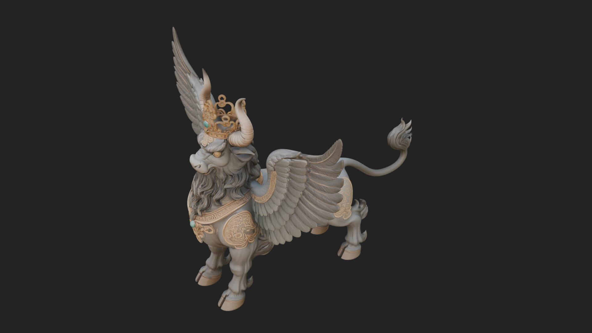 Qilin Deer Beast Statue Design 12 3D Print Model 3D Model