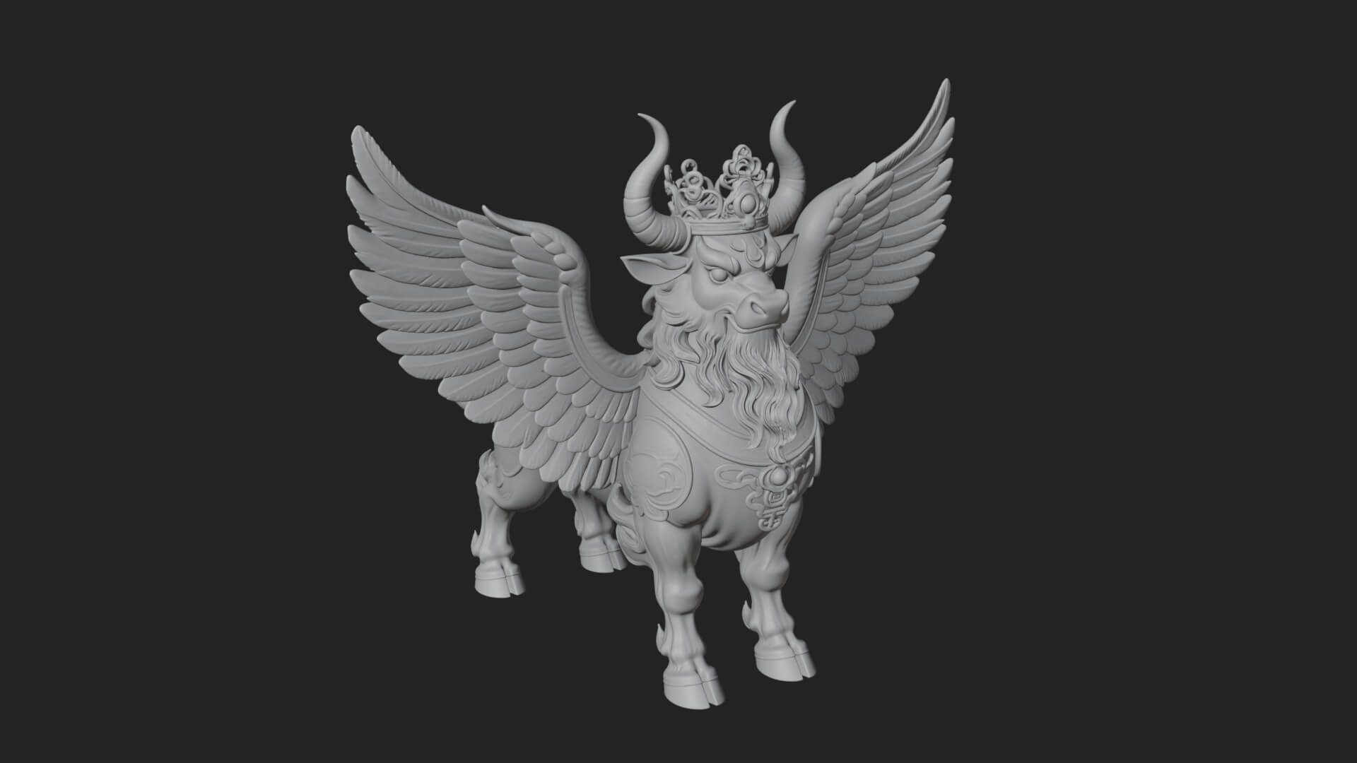 Qilin Deer Beast Statue Design 12 3D Print Model 3D Model