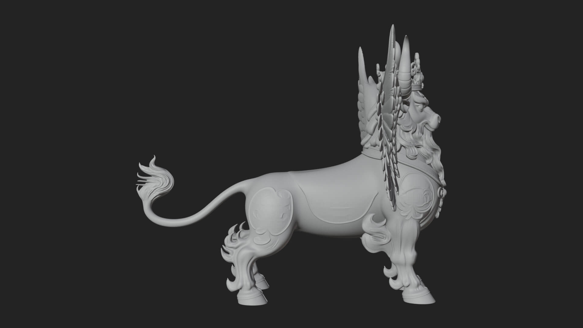 Qilin Deer Beast Statue Design 12 3D Print Model 3D Model