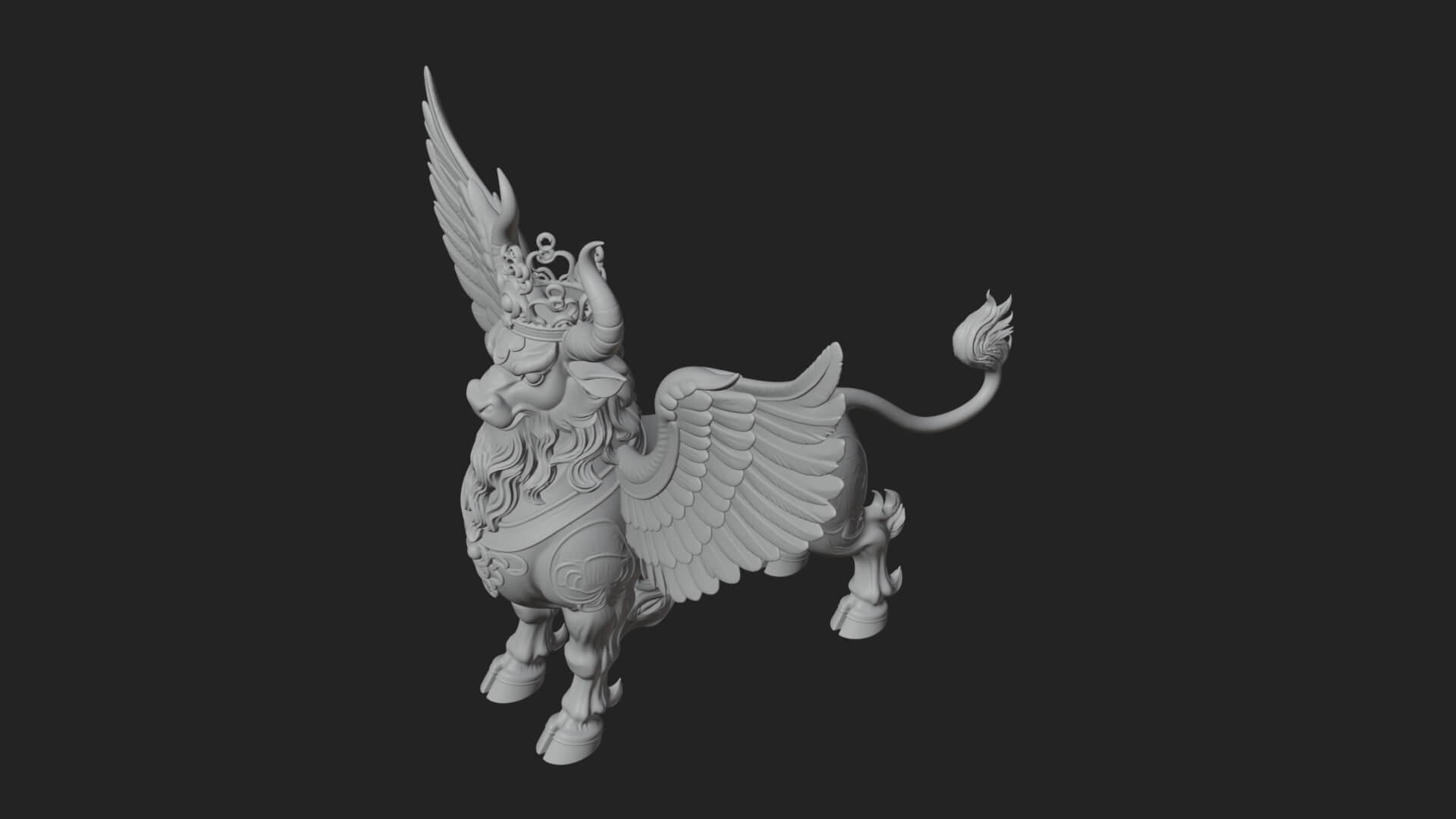 Qilin Deer Beast Statue Design 12 3D Print Model 3D Model