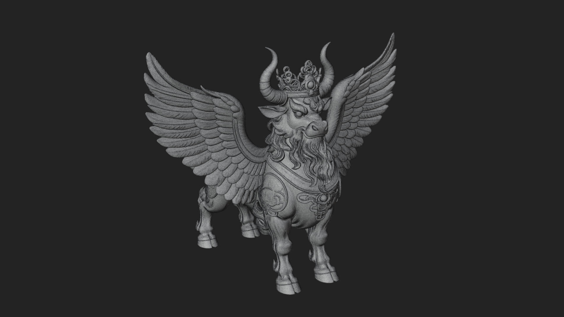 Qilin Deer Beast Statue Design 12 3D Print Model 3D Model