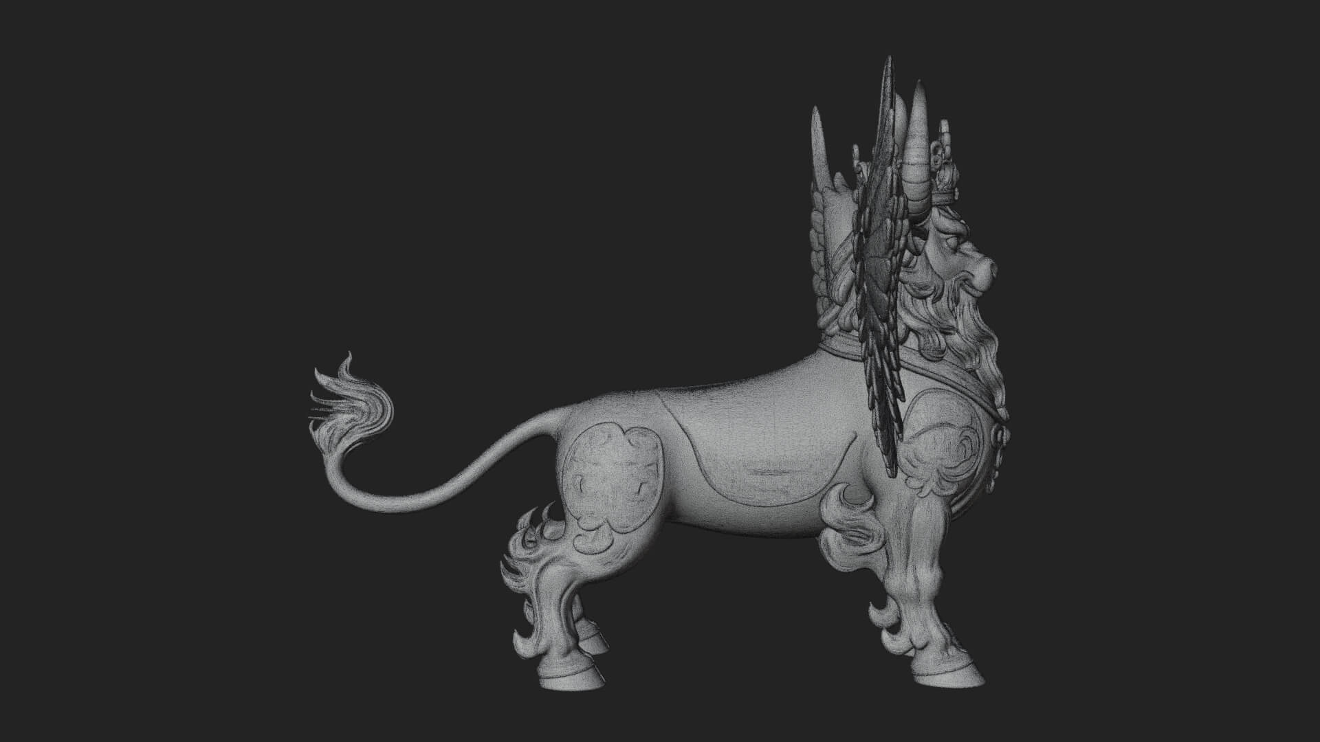 Qilin Deer Beast Statue Design 12 3D Print Model 3D Model