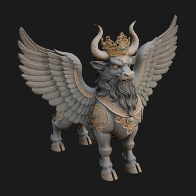 Qilin Deer Beast Statue Design 12 3D Print Model