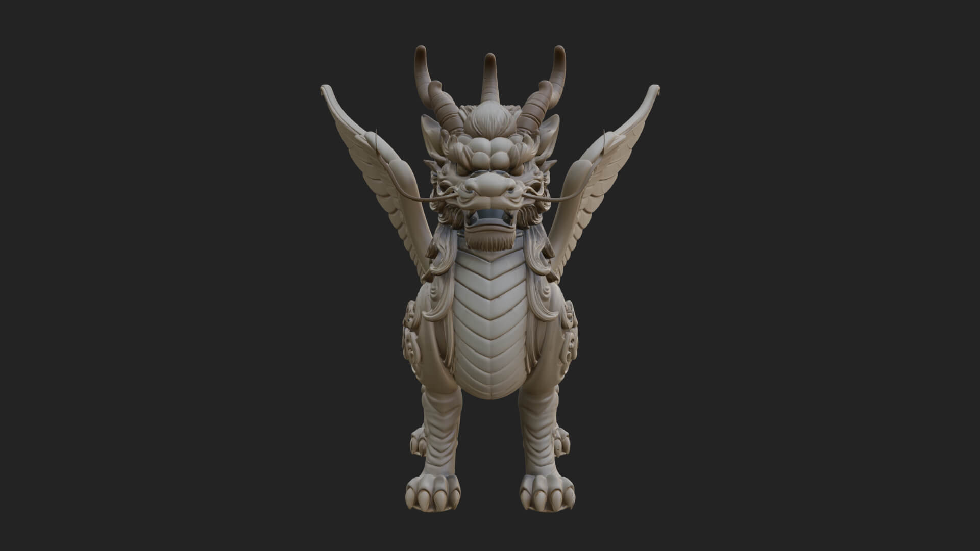 Qilin Deer Beast Statue Design 13 3D Print Model 3D Model