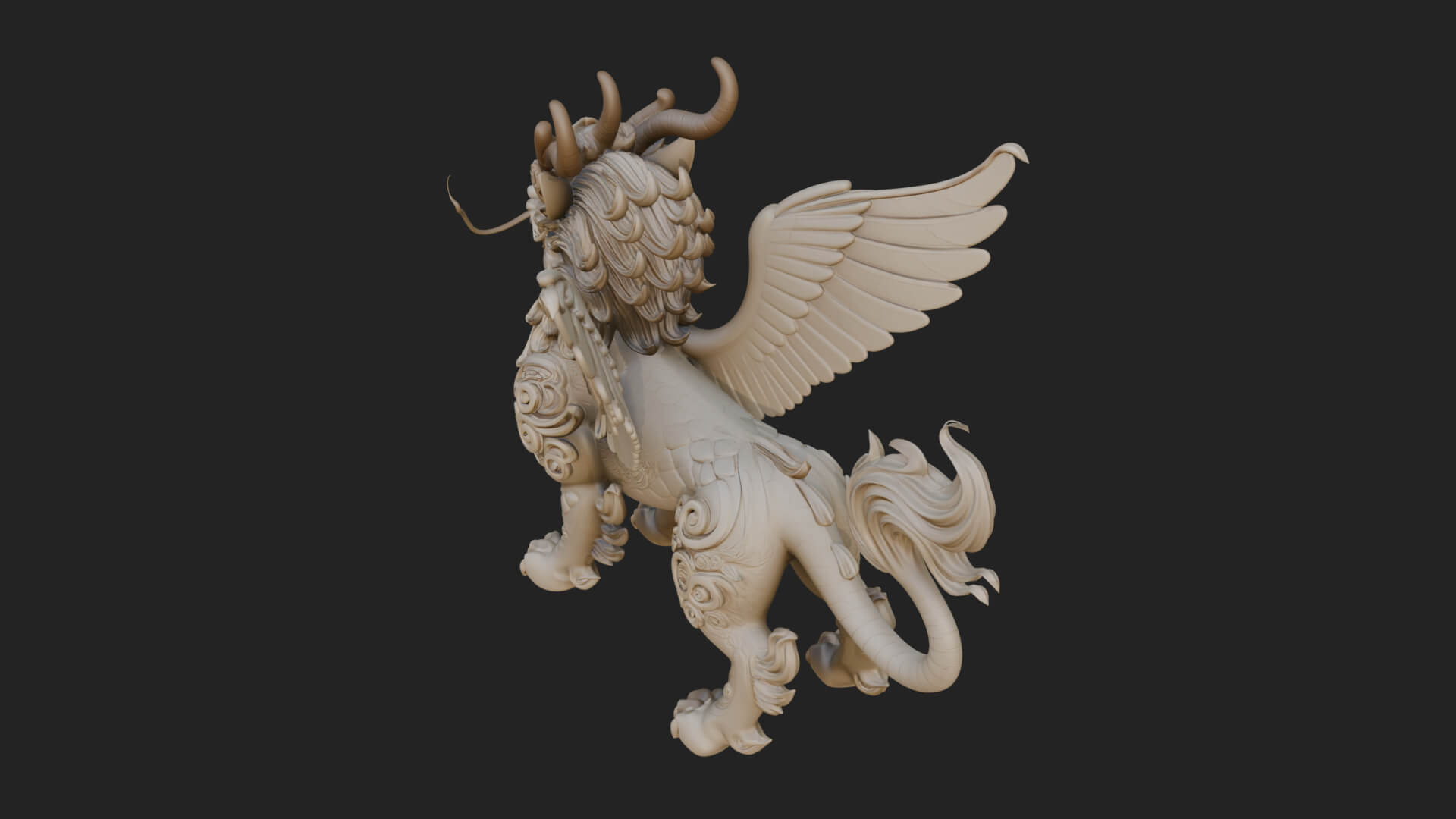 Qilin Deer Beast Statue Design 13 3D Print Model 3D Model