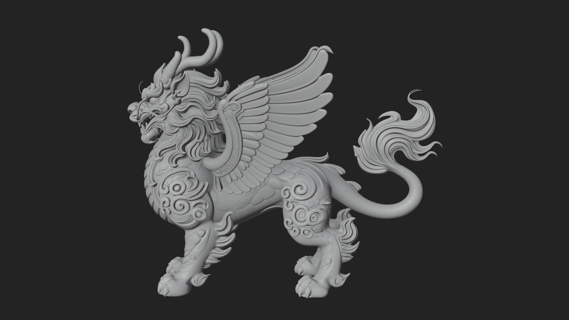 Qilin Deer Beast Statue Design 13 3D Print Model 3D Model
