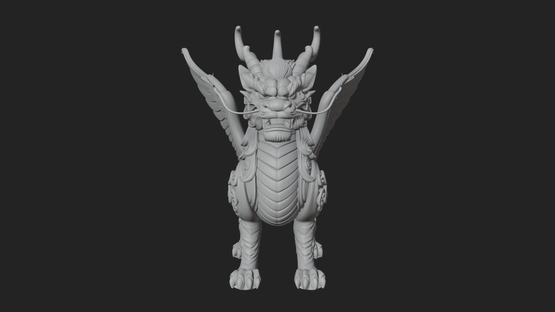 Qilin Deer Beast Statue Design 13 3D Print Model 3D Model