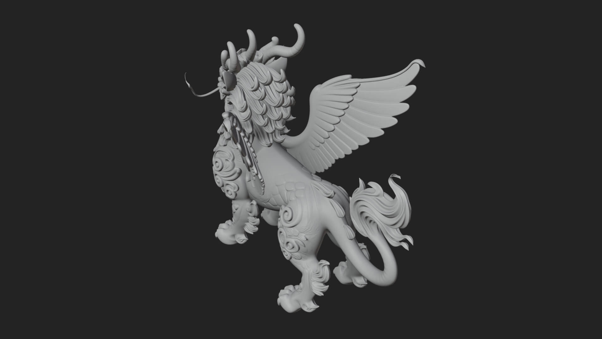 Qilin Deer Beast Statue Design 13 3D Print Model 3D Model