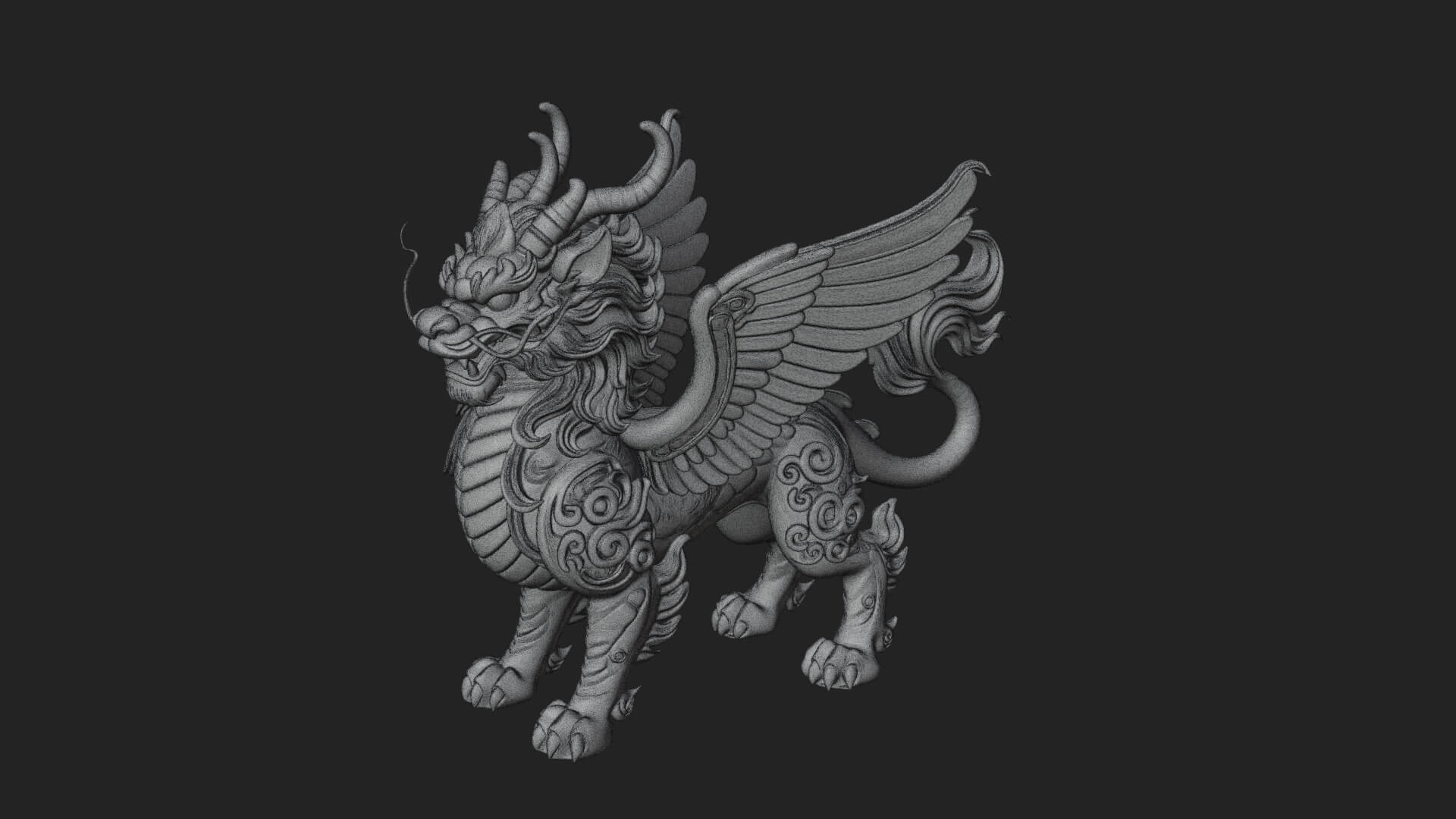 Qilin Deer Beast Statue Design 13 3D Print Model 3D Model