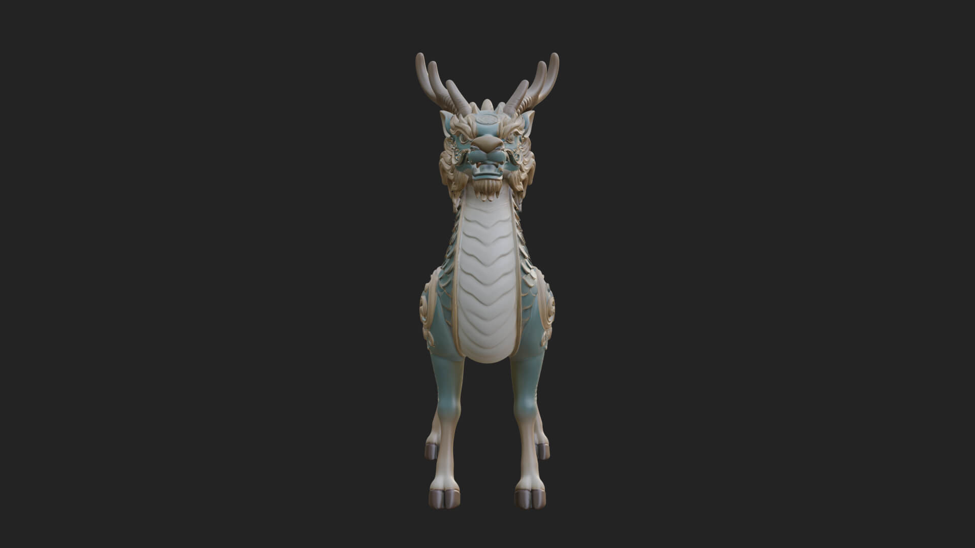 Qilin Deer Beast Statue Design 14 3D Print Model 3D Model