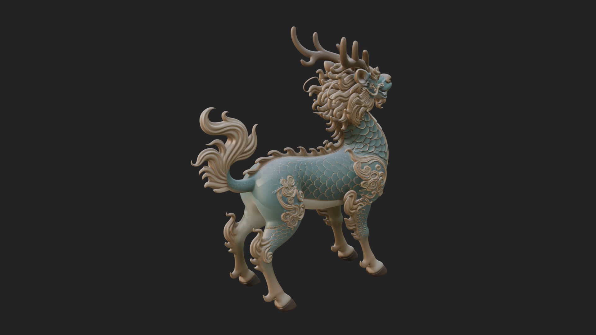 Qilin Deer Beast Statue Design 14 3D Print Model 3D Model