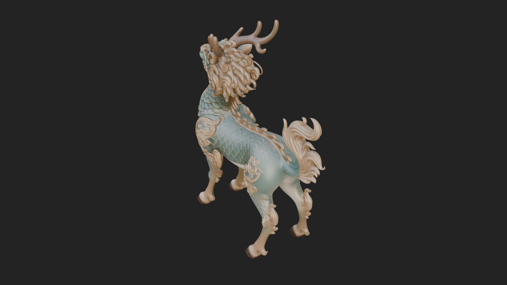 Qilin Deer Beast Statue Design 14 3D Print Model 3D Model