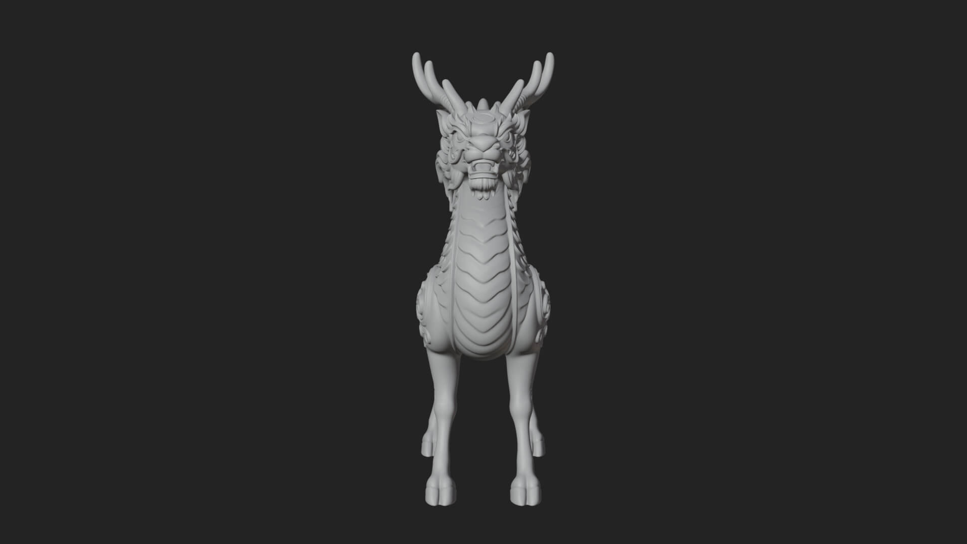 Qilin Deer Beast Statue Design 14 3D Print Model 3D Model