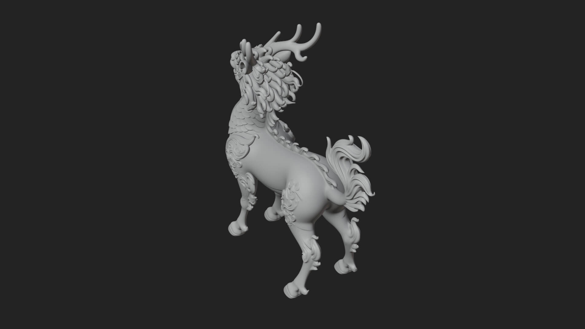 Qilin Deer Beast Statue Design 14 3D Print Model 3D Model