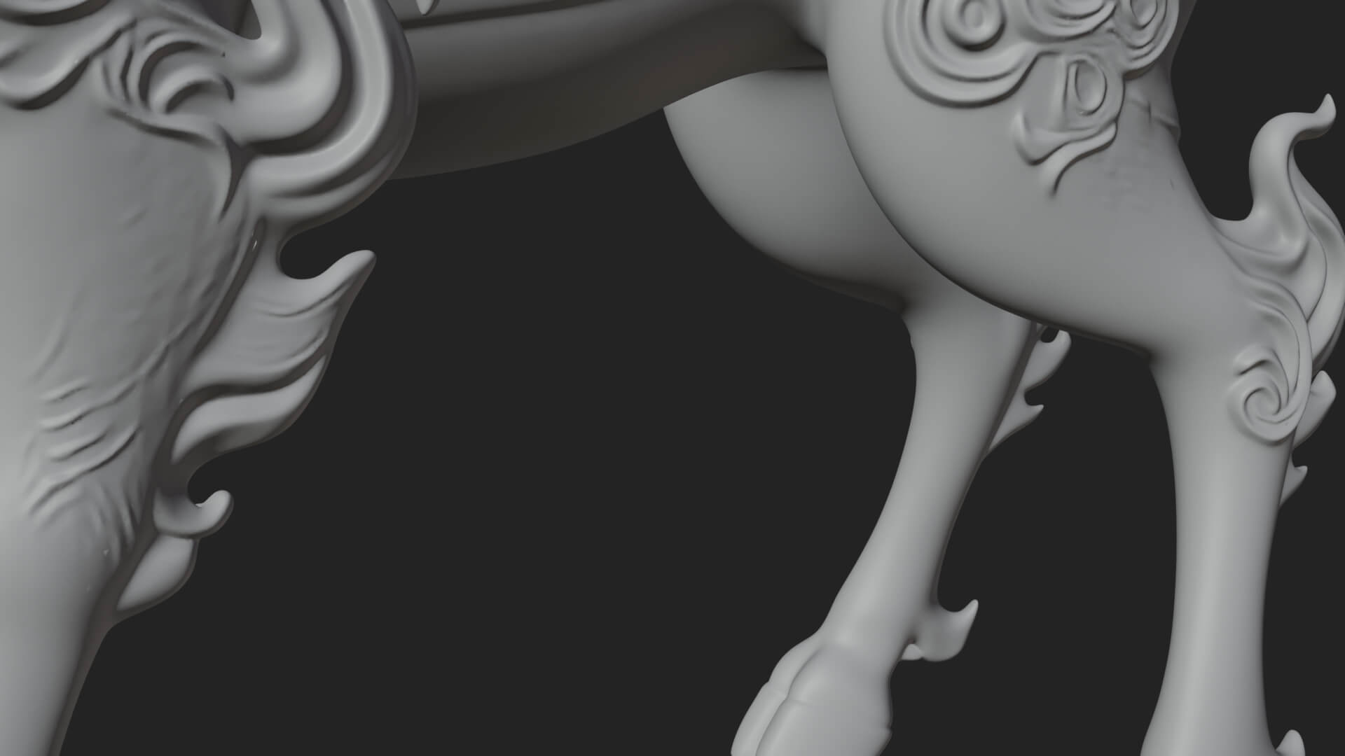 Qilin Deer Beast Statue Design 14 3D Print Model 3D Model