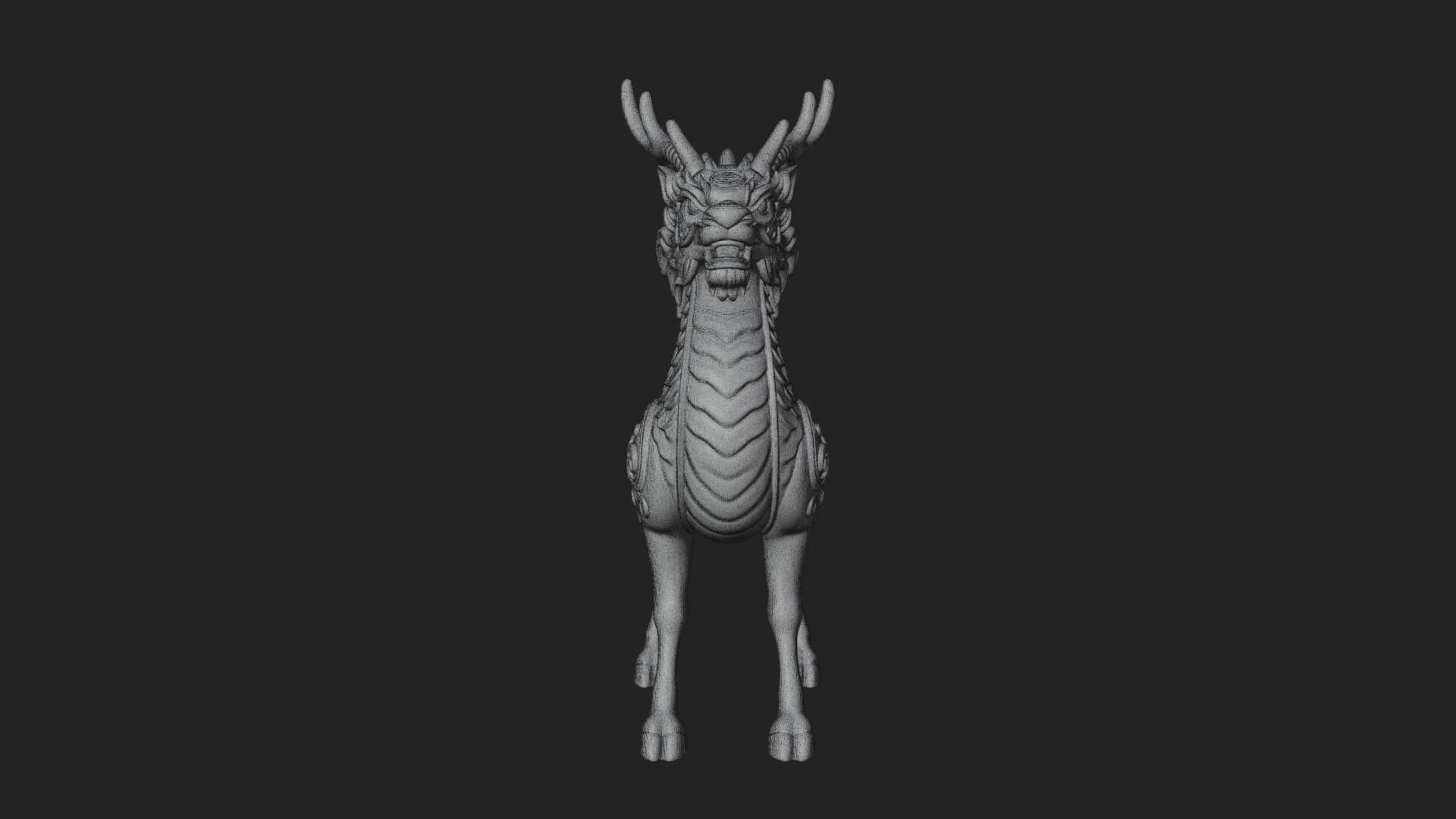 Qilin Deer Beast Statue Design 14 3D Print Model 3D Model