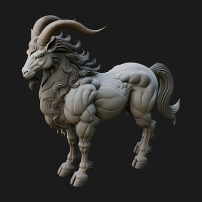 Qilin Deer Beast Statue Design 15 3D Print Model