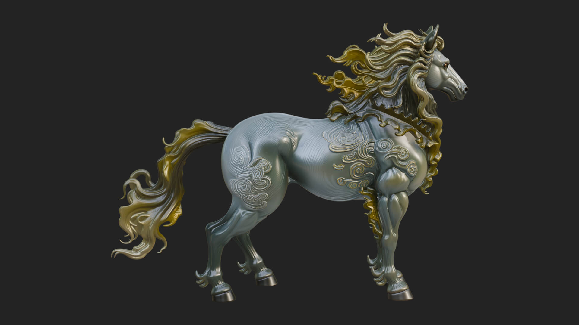 Qilin Deer Beast Statue Design 16 3D Print Model 3D Model