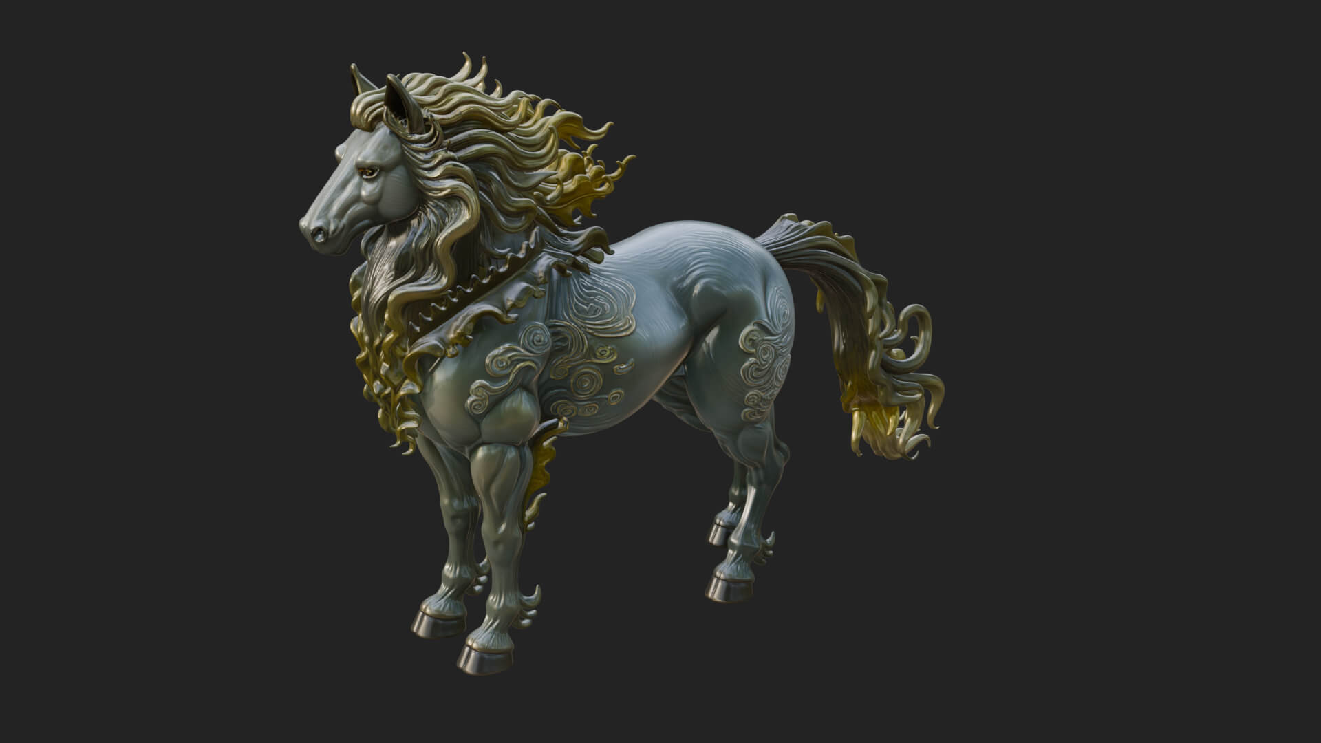 Qilin Deer Beast Statue Design 16 3D Print Model 3D Model