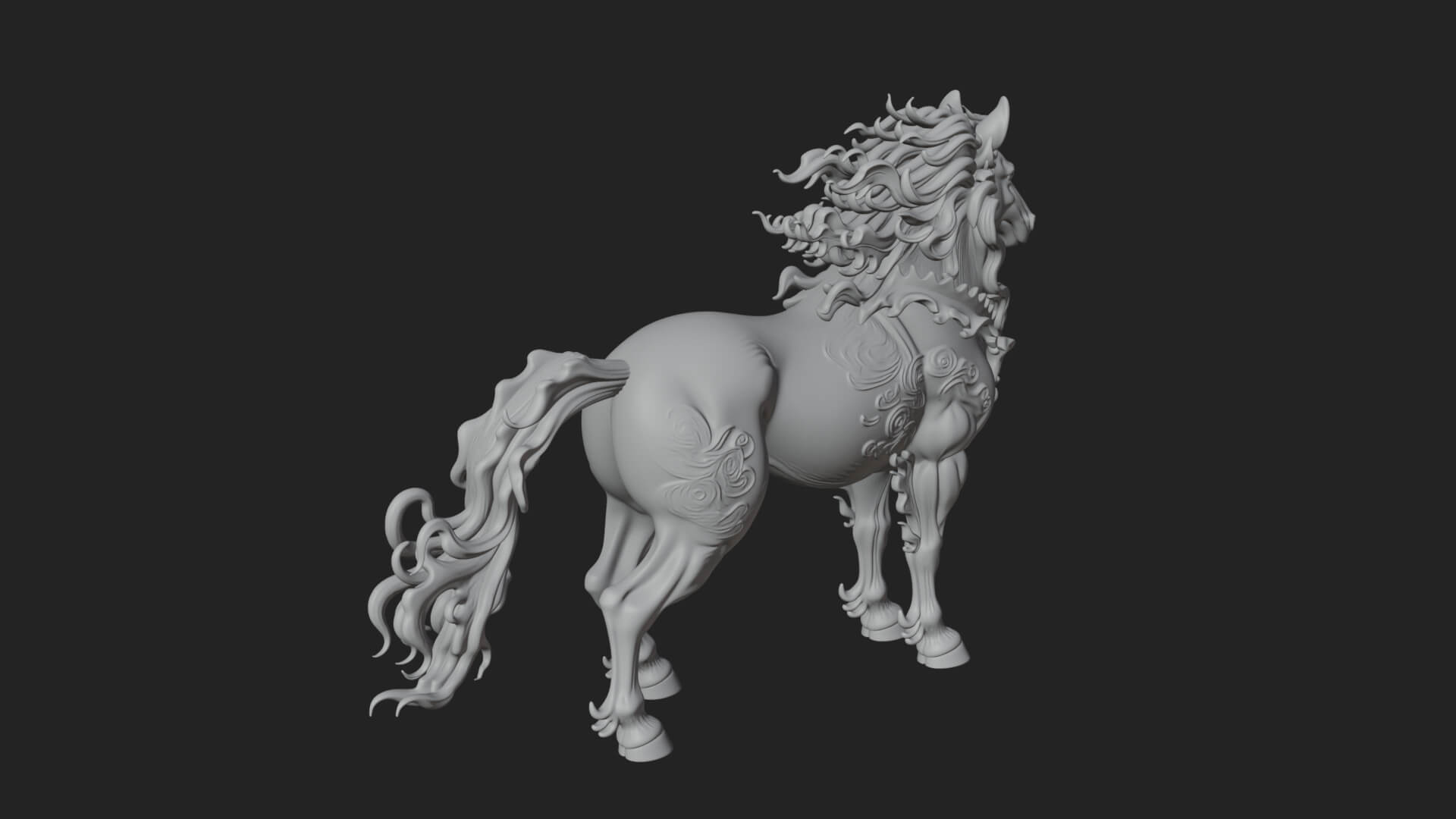 Qilin Deer Beast Statue Design 16 3D Print Model 3D Model
