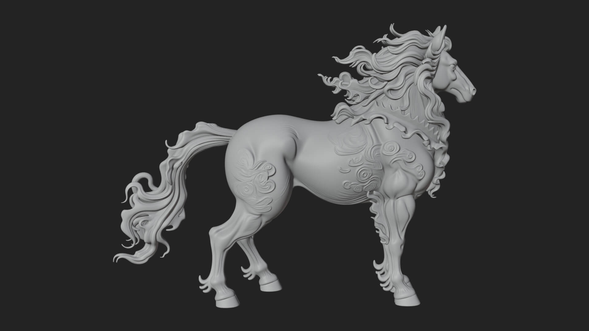 Qilin Deer Beast Statue Design 16 3D Print Model 3D Model