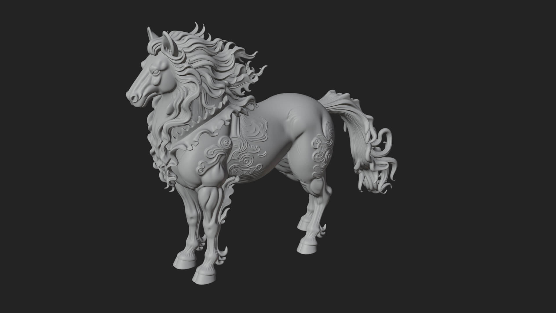 Qilin Deer Beast Statue Design 16 3D Print Model 3D Model