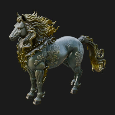 Qilin Deer Beast Statue Design 16 3D Print Model