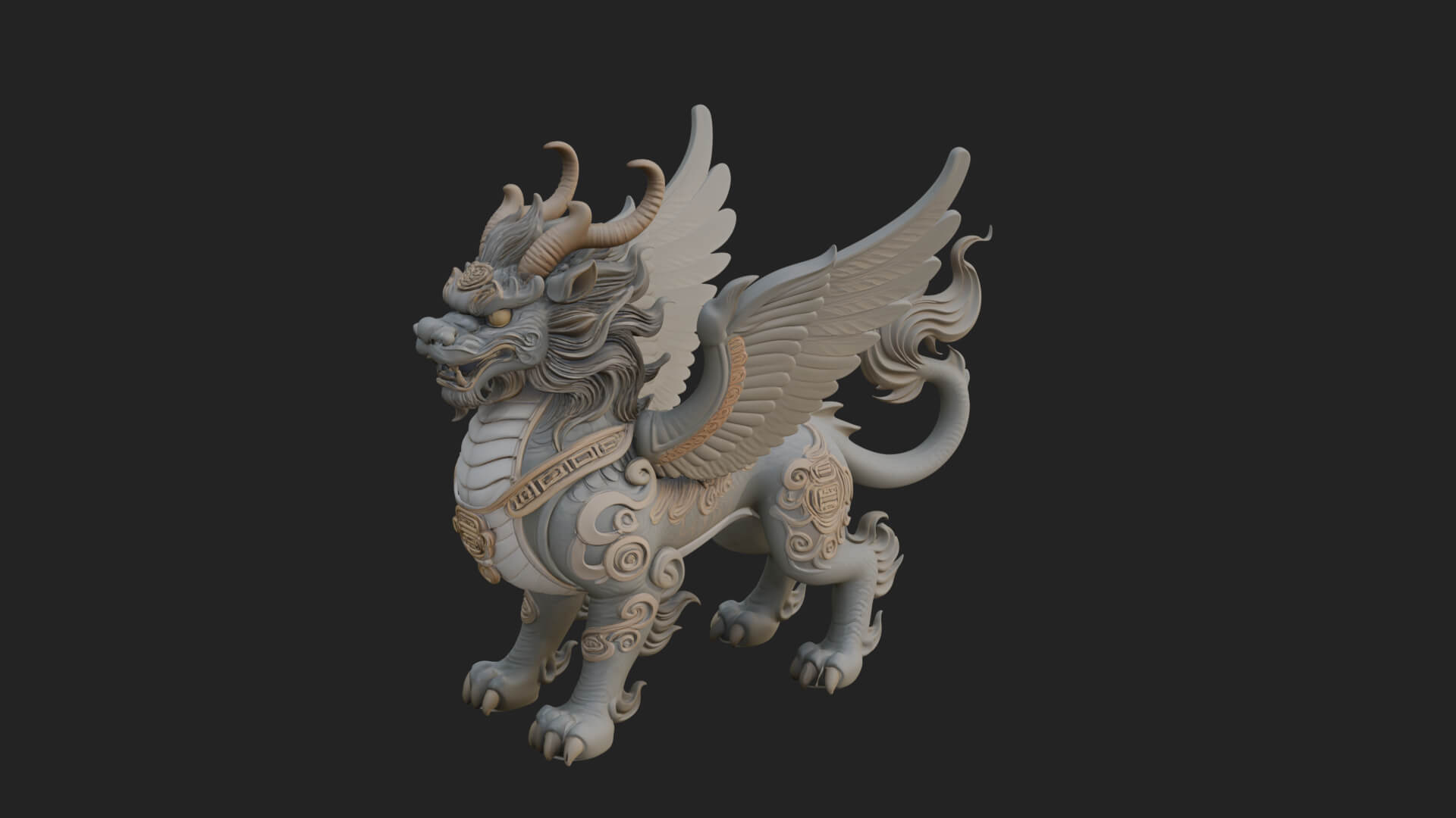 Qilin Deer Beast Statue Design 17 3D Print Model 3D Model
