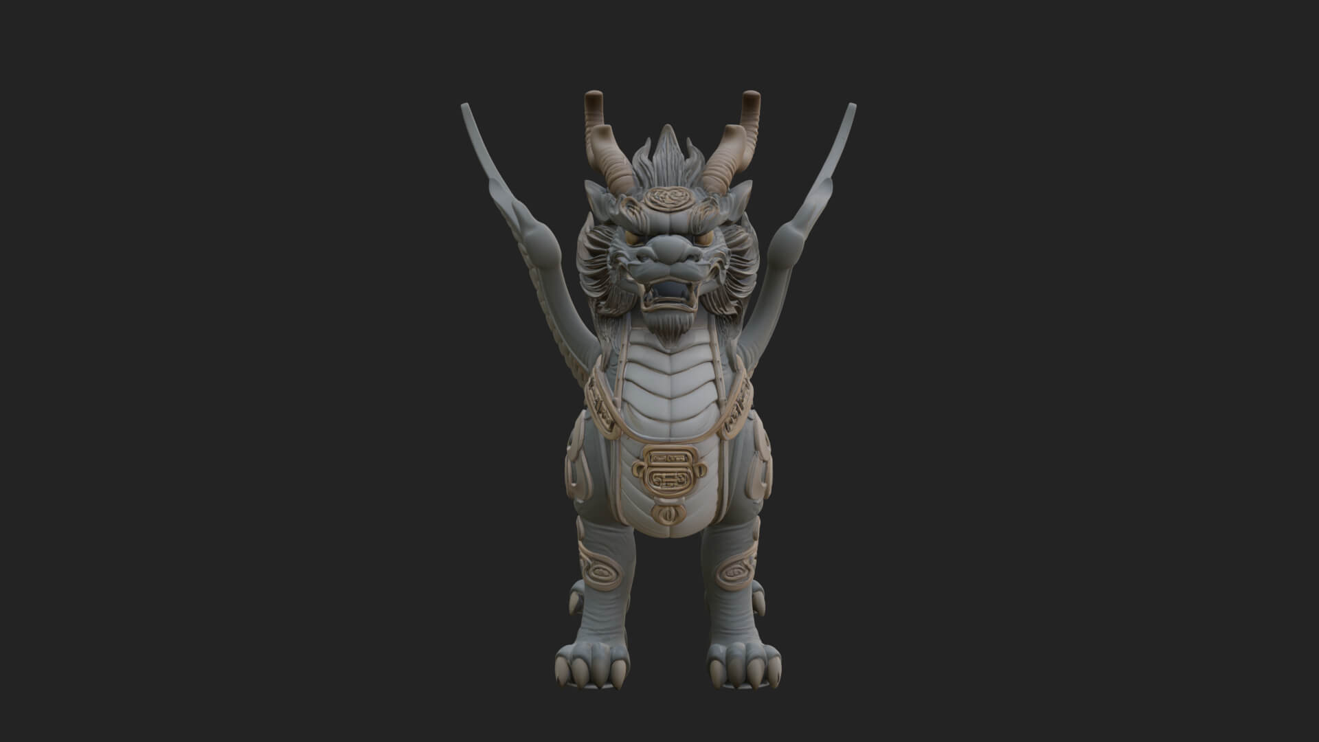 Qilin Deer Beast Statue Design 17 3D Print Model 3D Model