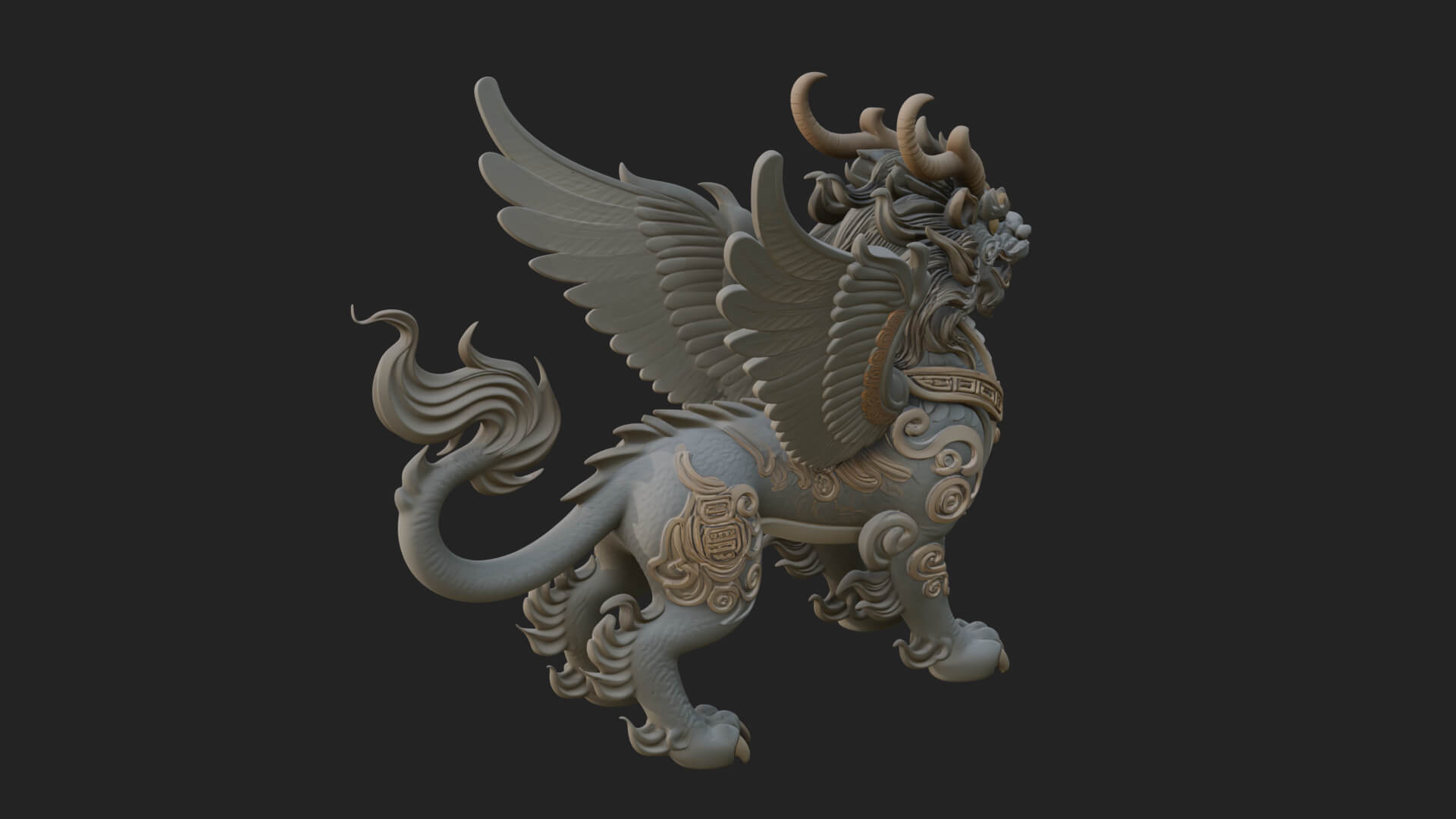 Qilin Deer Beast Statue Design 17 3D Print Model 3D Model