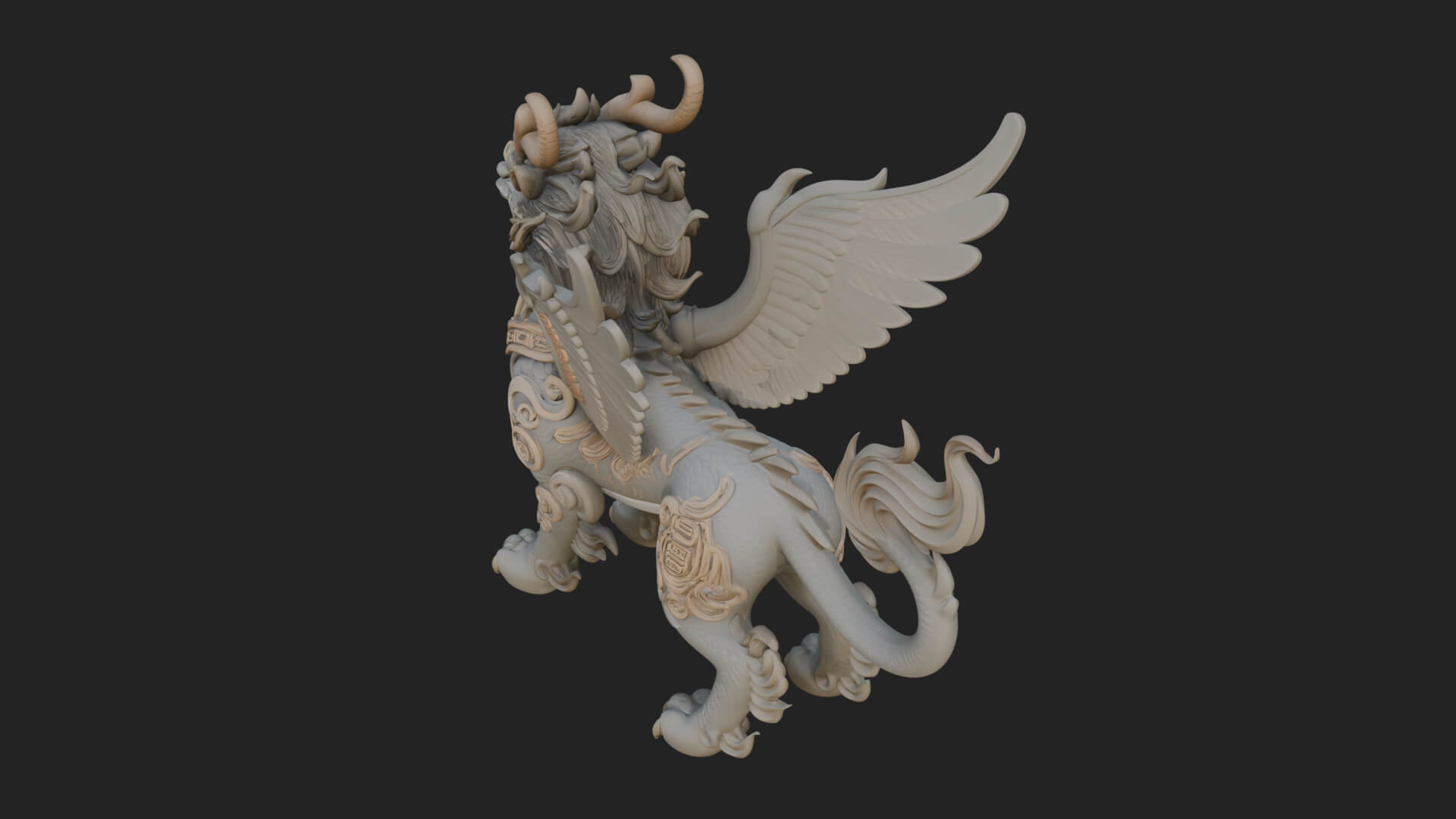 Qilin Deer Beast Statue Design 17 3D Print Model 3D Model