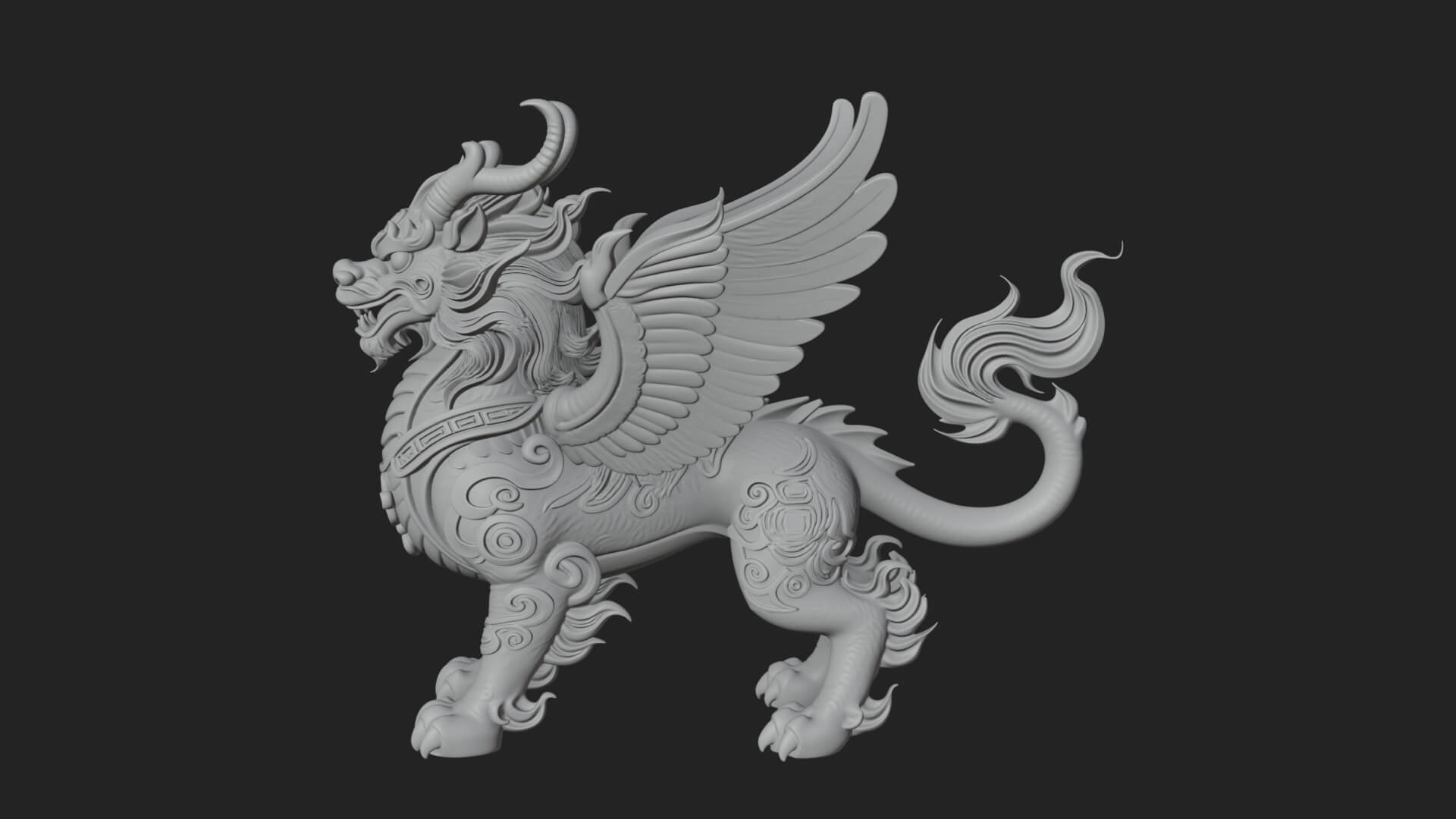 Qilin Deer Beast Statue Design 17 3D Print Model 3D Model