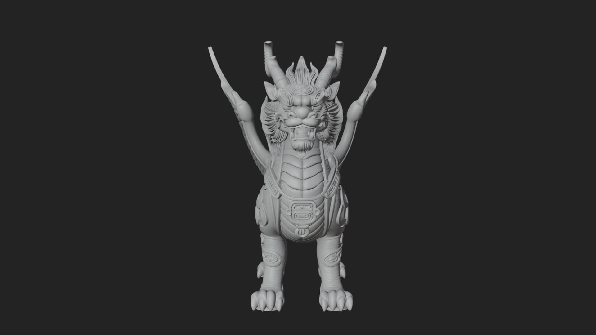 Qilin Deer Beast Statue Design 17 3D Print Model 3D Model