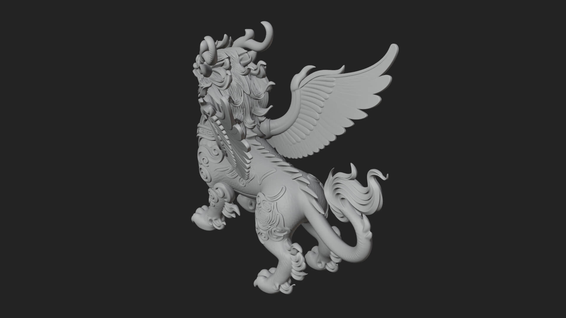 Qilin Deer Beast Statue Design 17 3D Print Model 3D Model