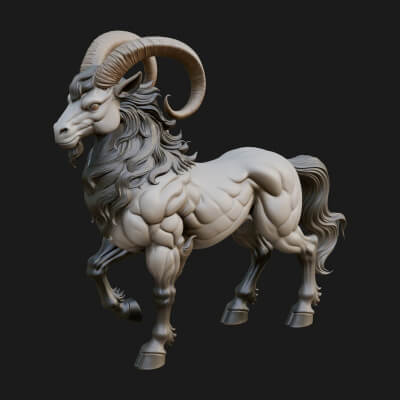 Qilin Deer Beast Statue Design 2 3D Print Model