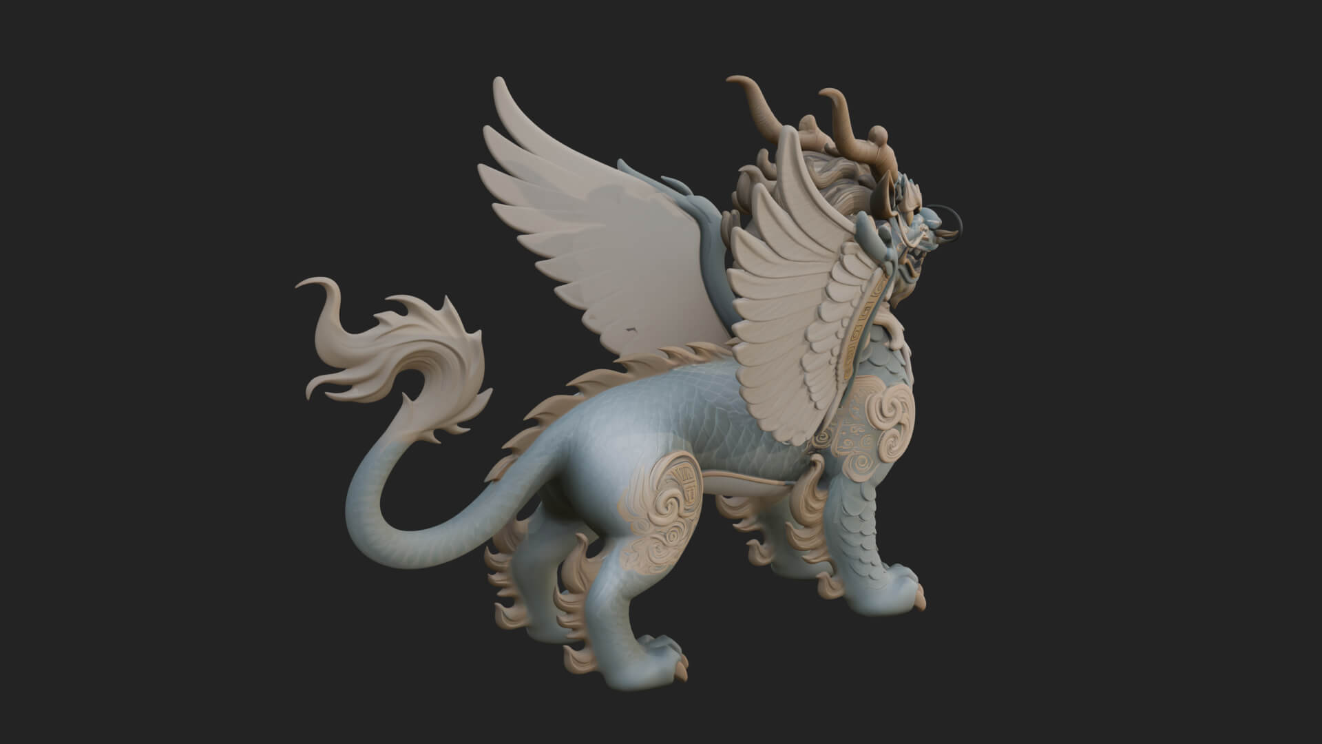 Qilin Deer Beast Statue Design 3 3D Print Model 3D Model