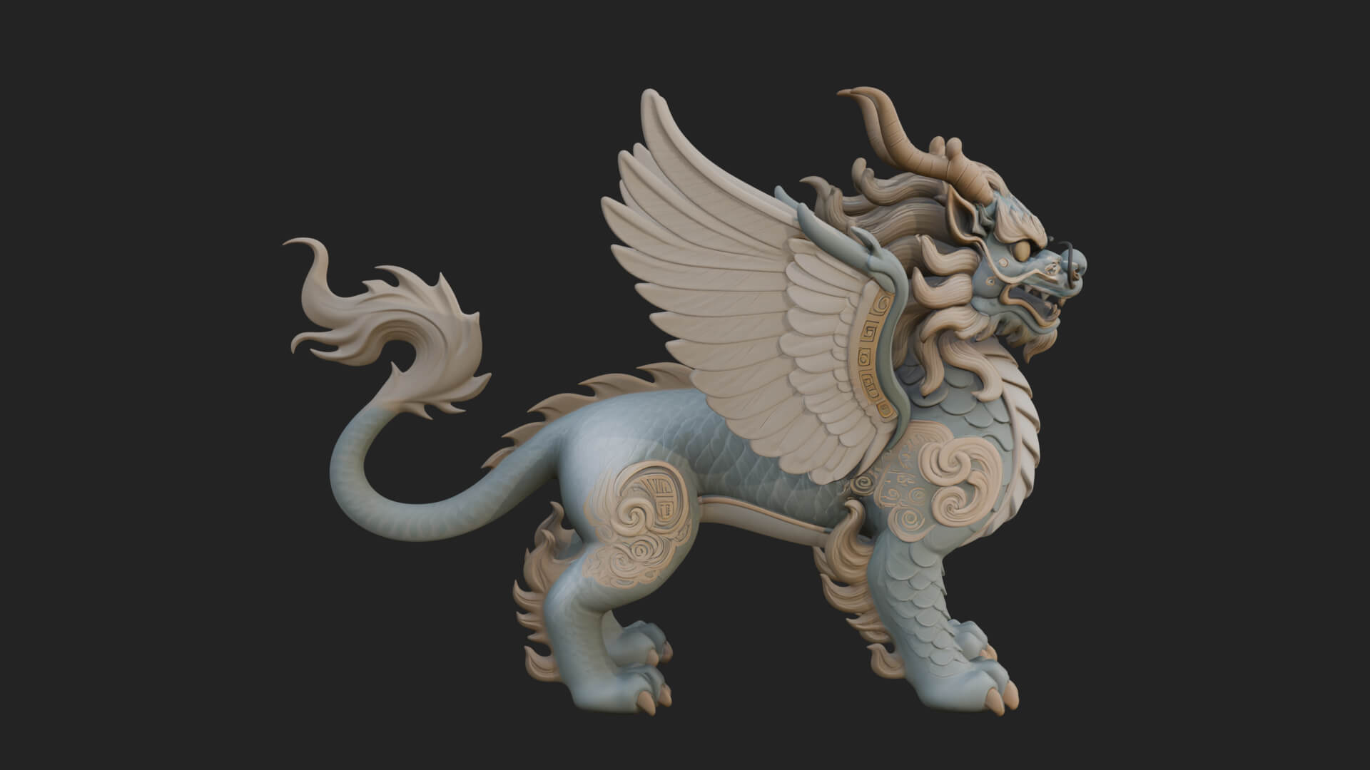Qilin Deer Beast Statue Design 3 3D Print Model 3D Model