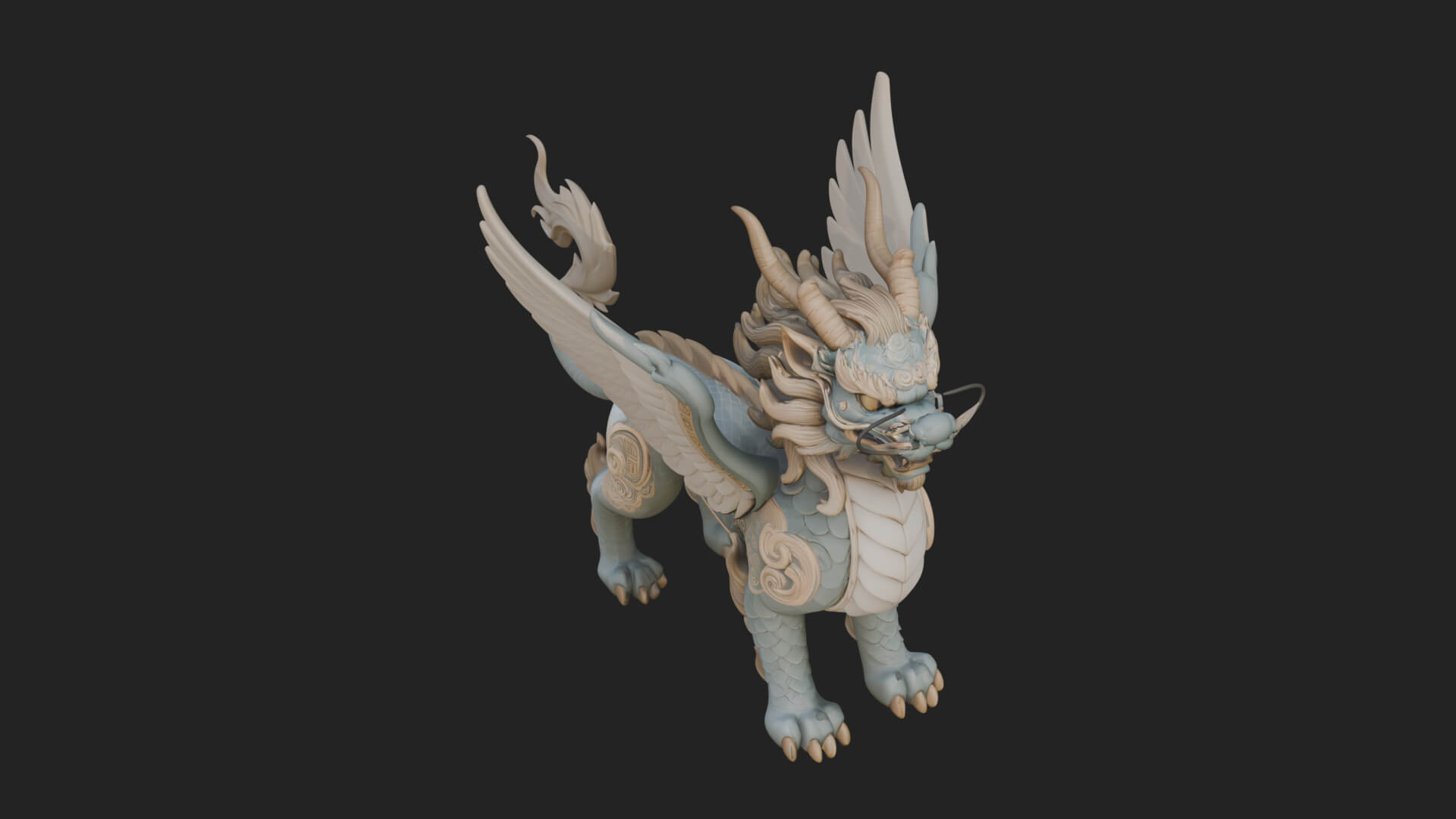 Qilin Deer Beast Statue Design 3 3D Print Model 3D Model