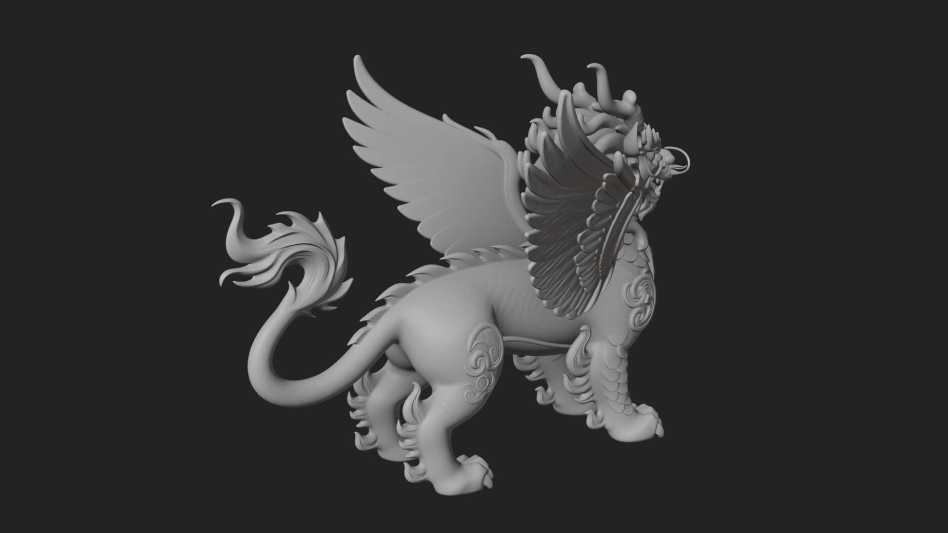 Qilin Deer Beast Statue Design 3 3D Print Model 3D Model