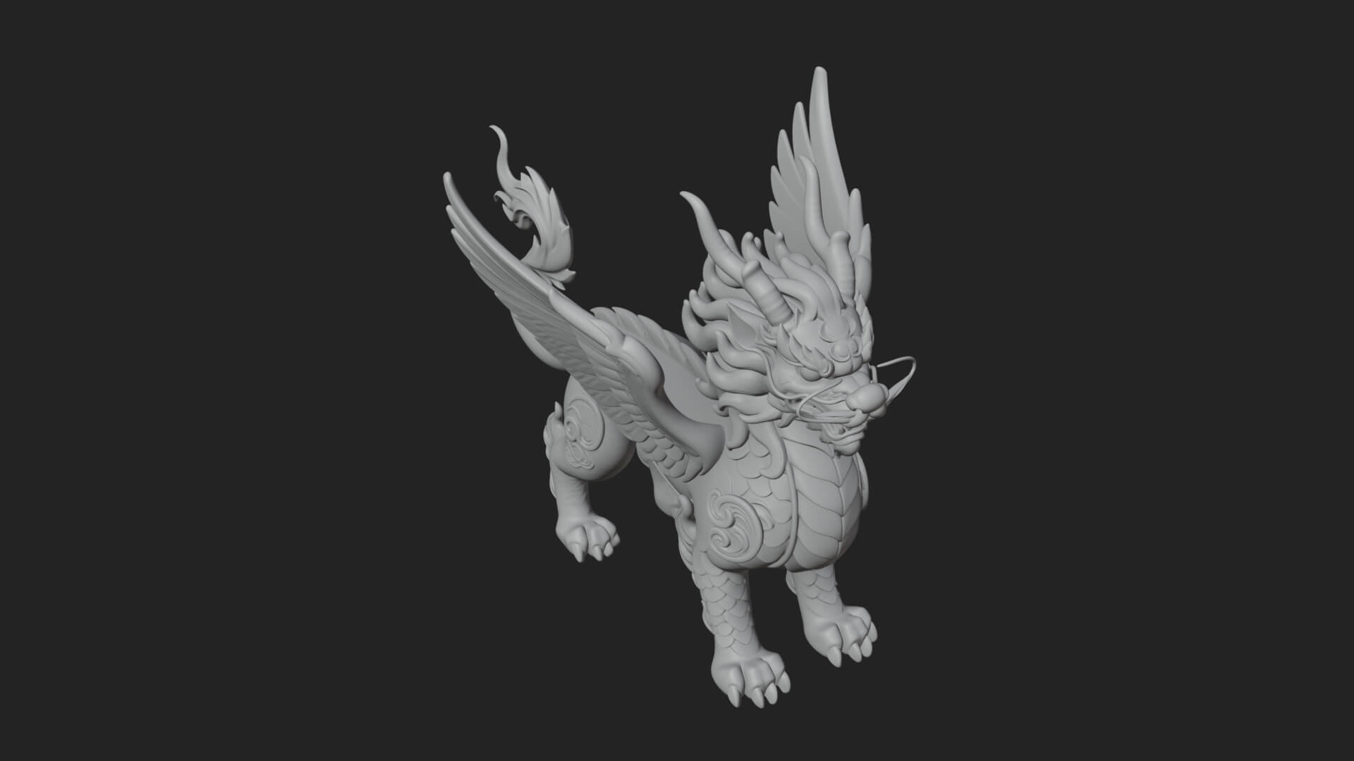 Qilin Deer Beast Statue Design 3 3D Print Model 3D Model