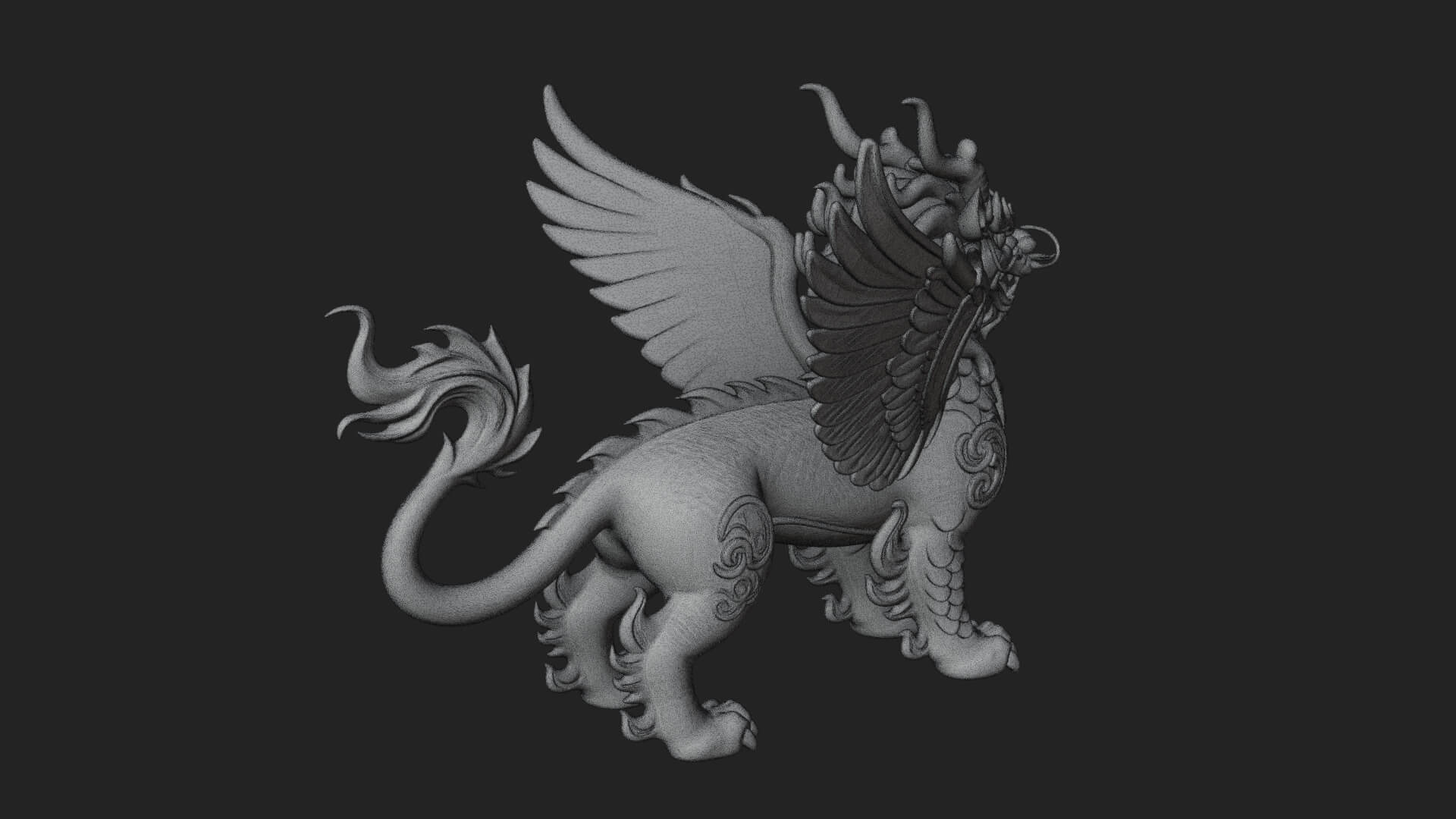 Qilin Deer Beast Statue Design 3 3D Print Model 3D Model