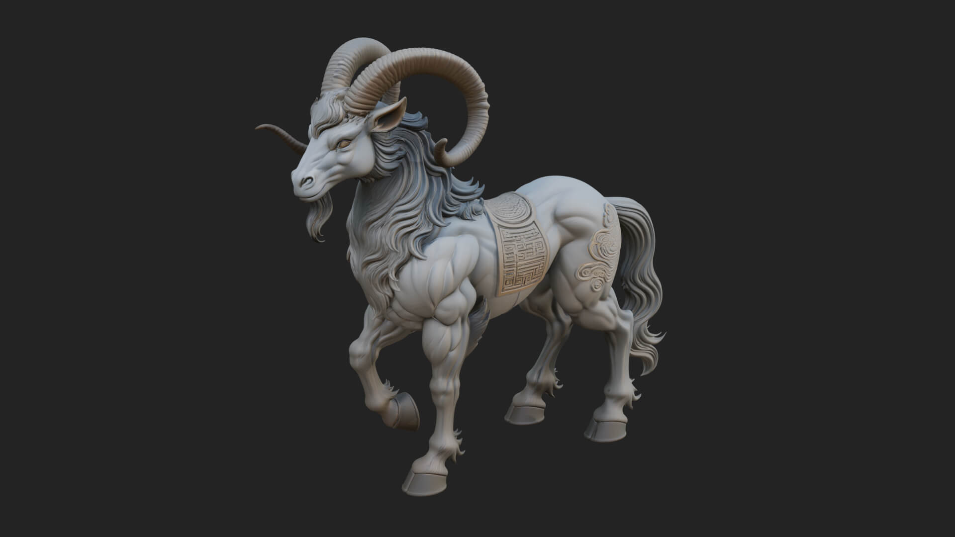 Qilin Deer Beast Statue Design 4 3D Print Model 3D Model
