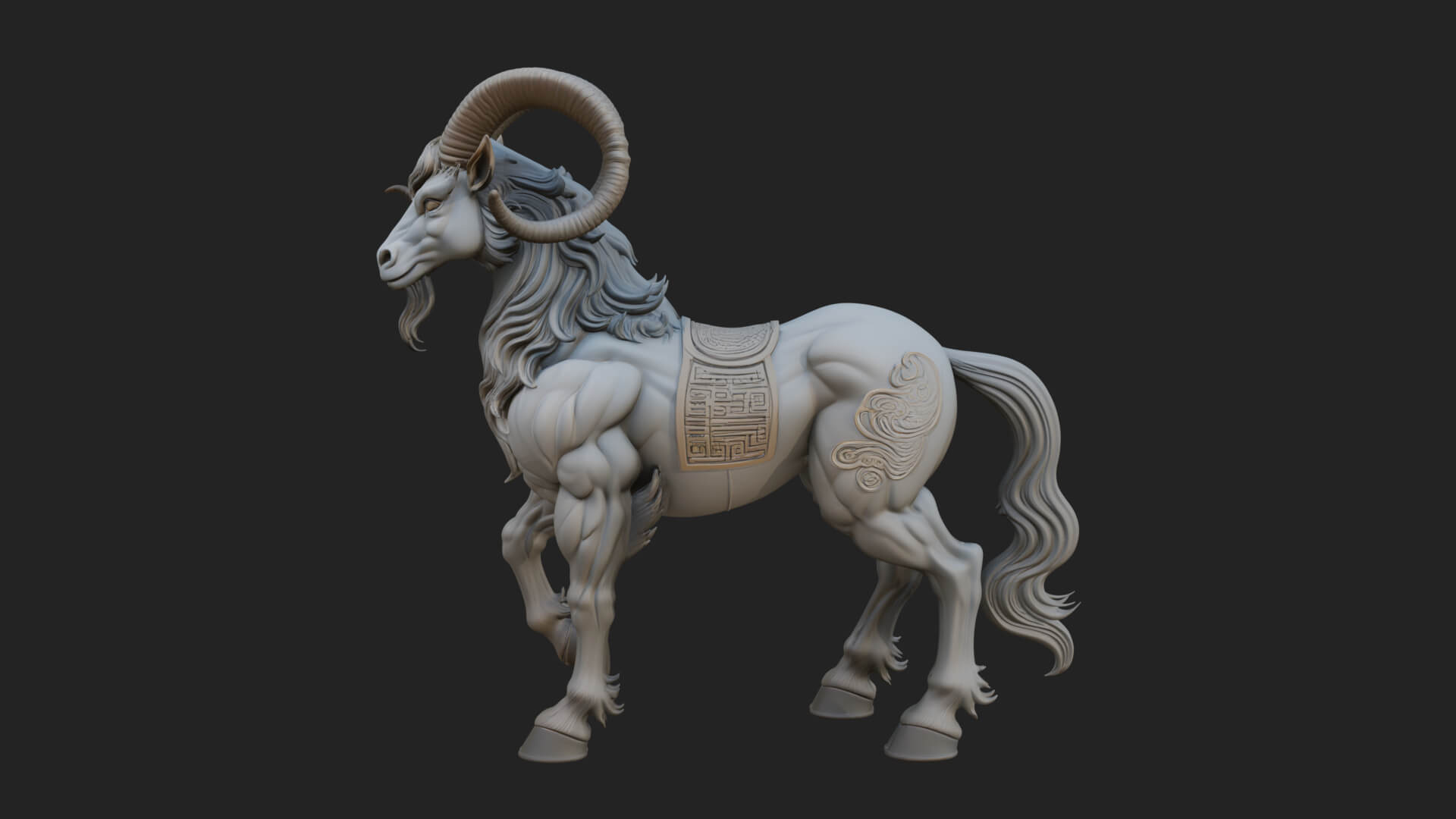 Qilin Deer Beast Statue Design 4 3D Print Model 3D Model