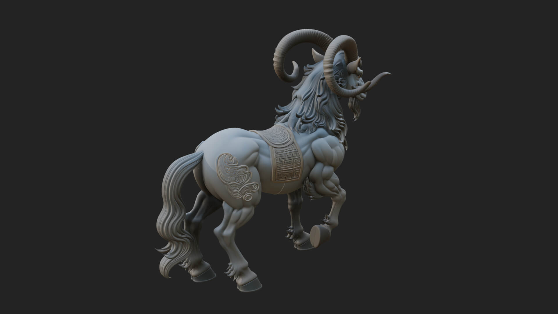 Qilin Deer Beast Statue Design 4 3D Print Model 3D Model