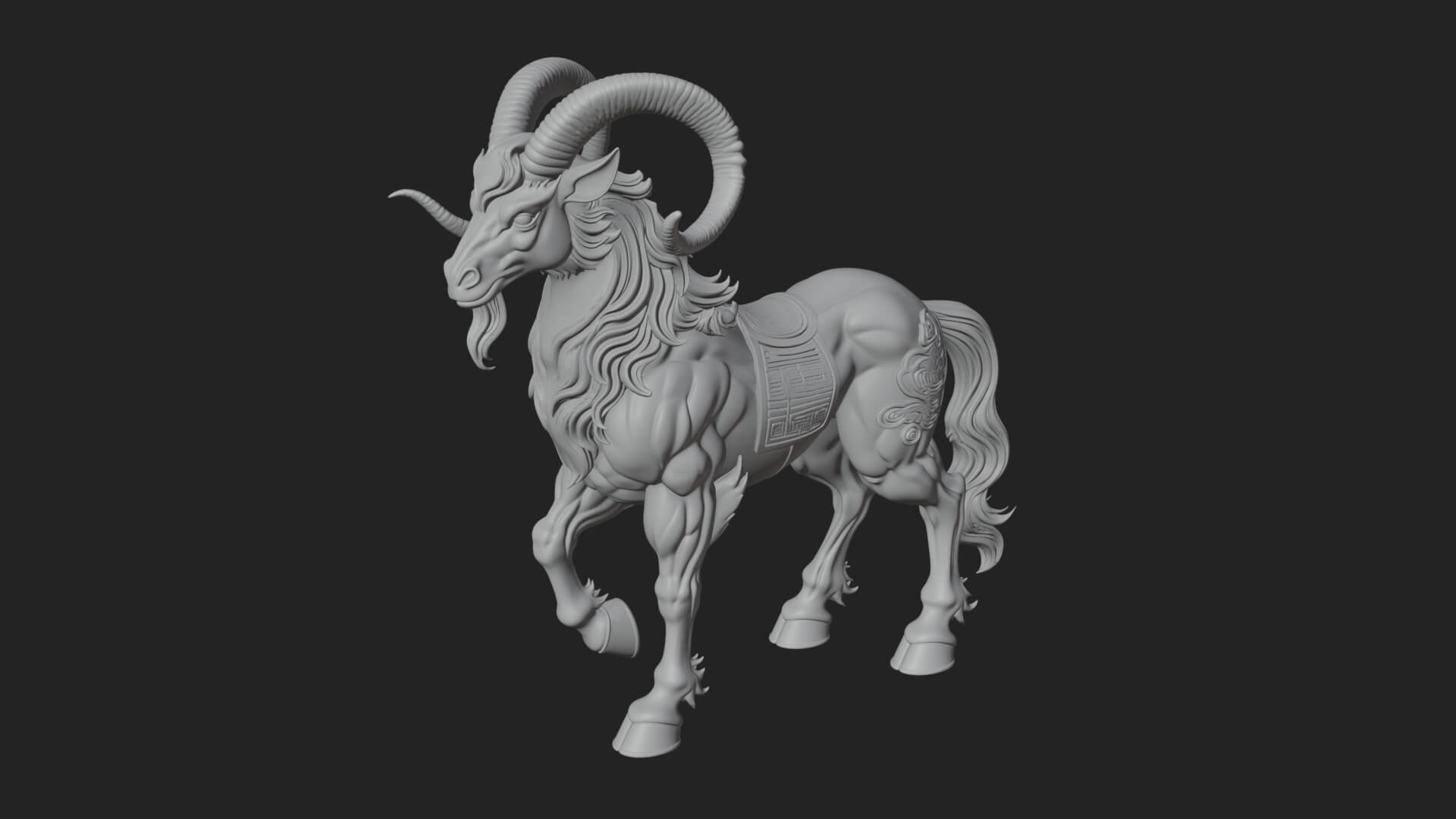 Qilin Deer Beast Statue Design 4 3D Print Model 3D Model