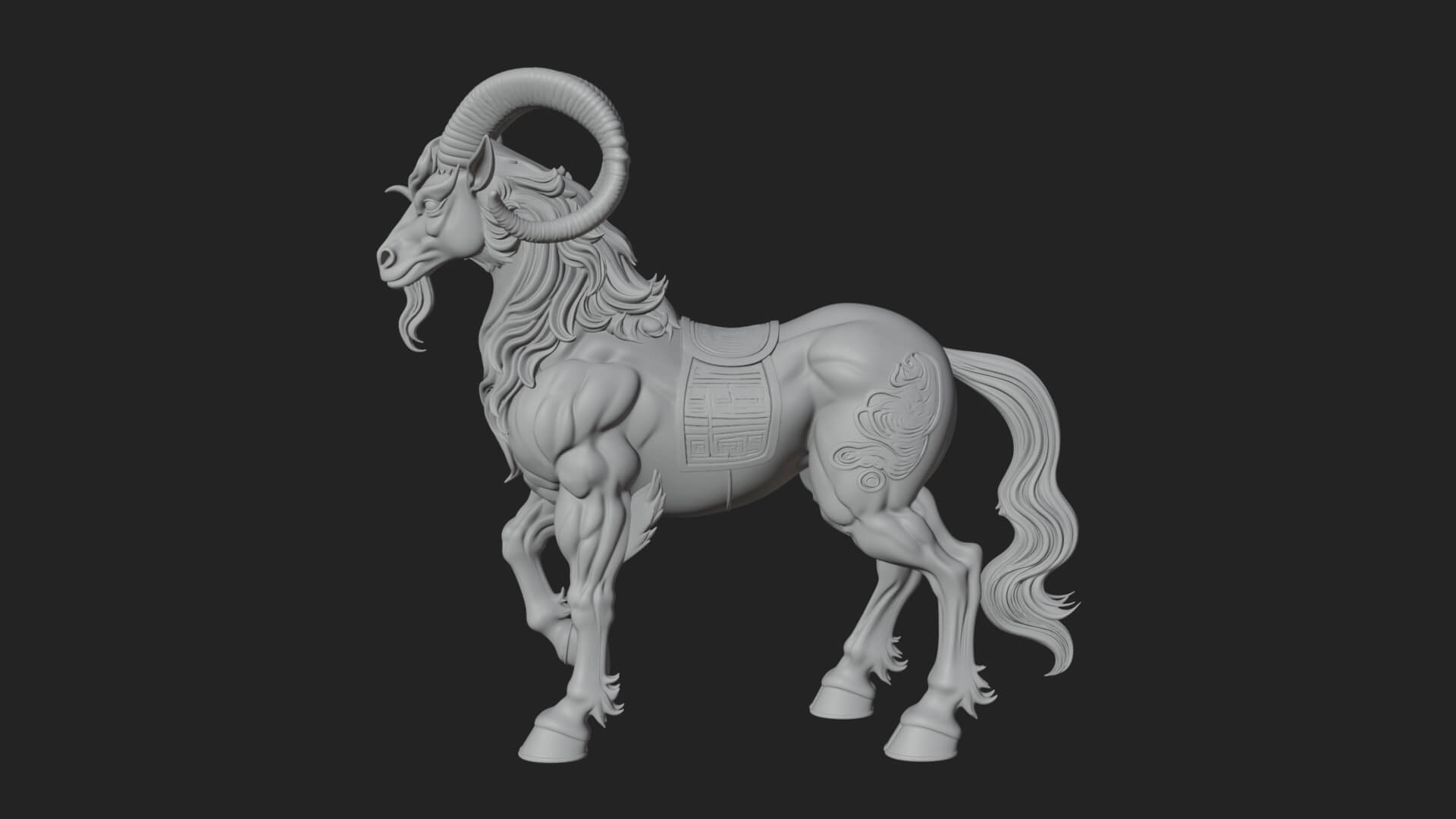 Qilin Deer Beast Statue Design 4 3D Print Model 3D Model
