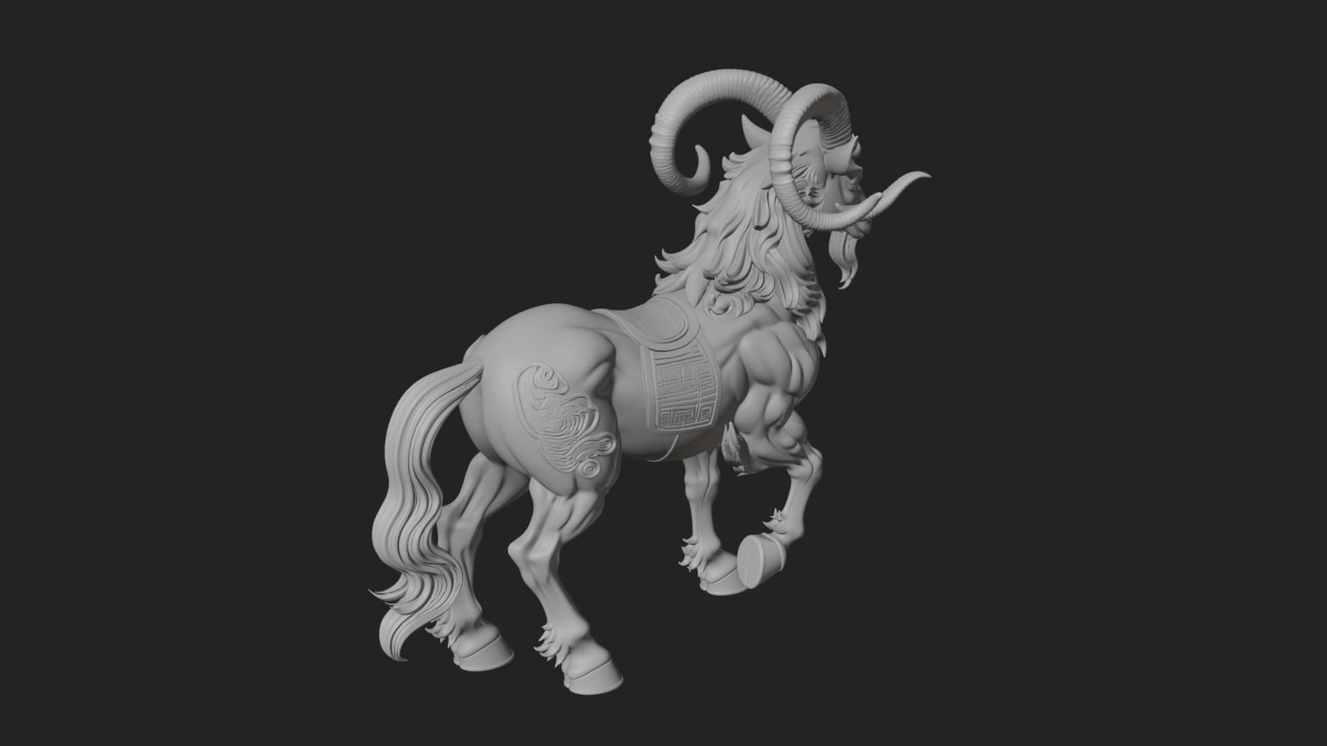 Qilin Deer Beast Statue Design 4 3D Print Model 3D Model