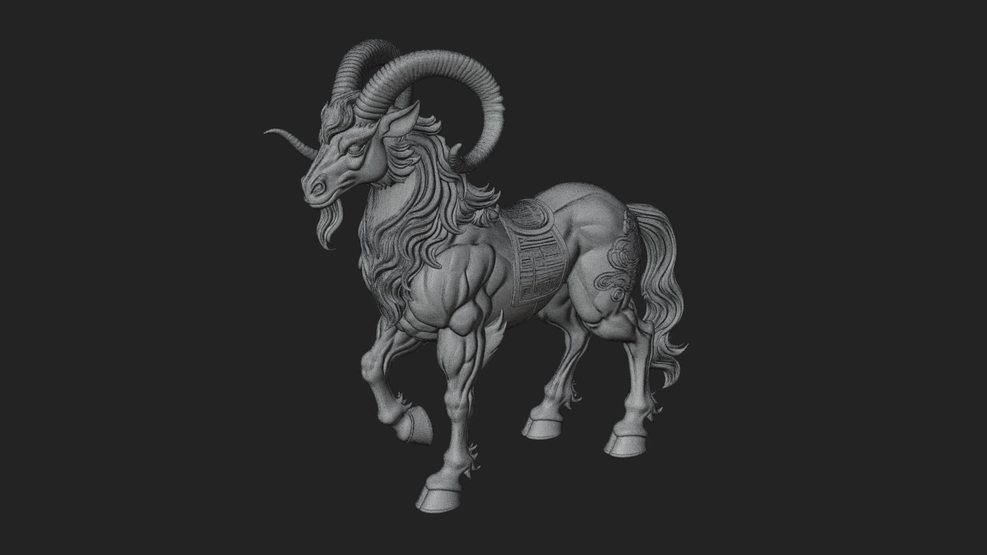 Qilin Deer Beast Statue Design 4 3D Print Model 3D Model