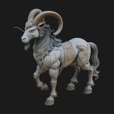 Qilin Deer Beast Statue Design 4 3D Print Model