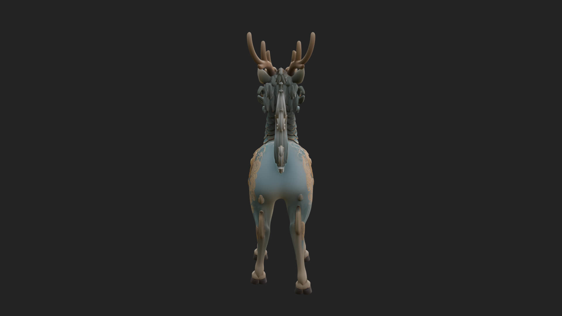 Qilin Deer Beast Statue Design 5 3D Print Model 3D Model